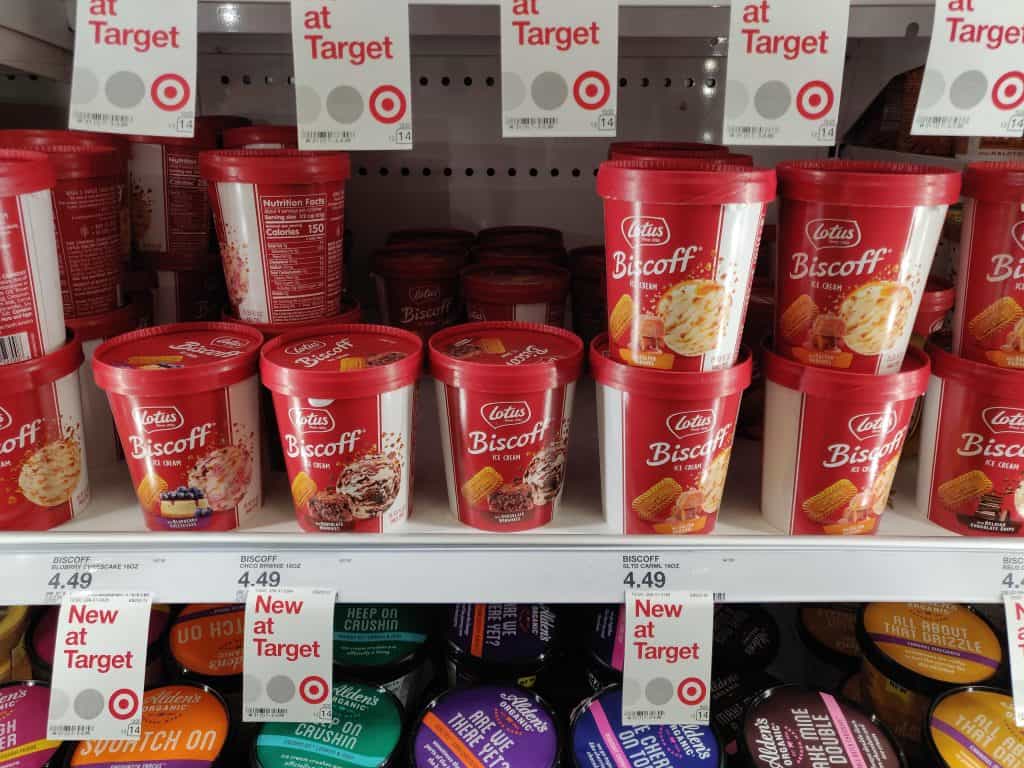 Louts Biscoff Ice Cream on shelf at Target