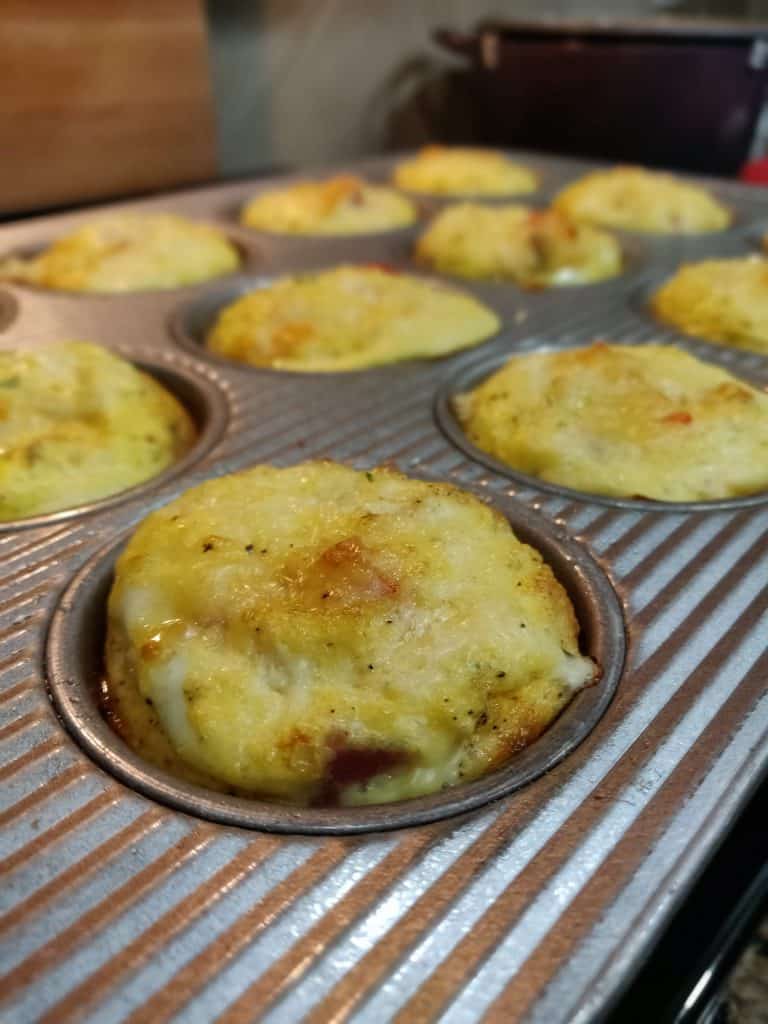 Baked Egg, cheese biscuits in pan