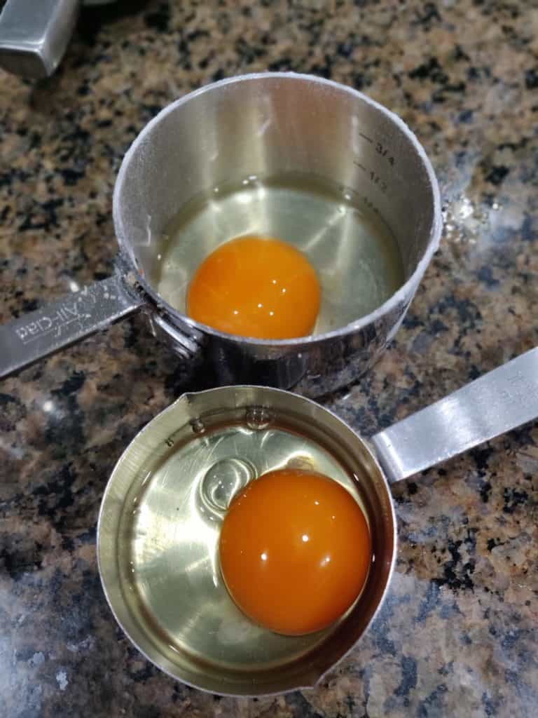 eggs in measuring cups