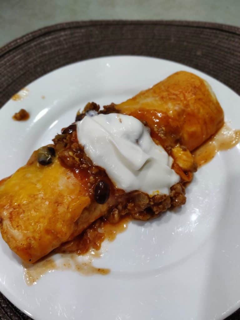 Beef Enchilada on a plate