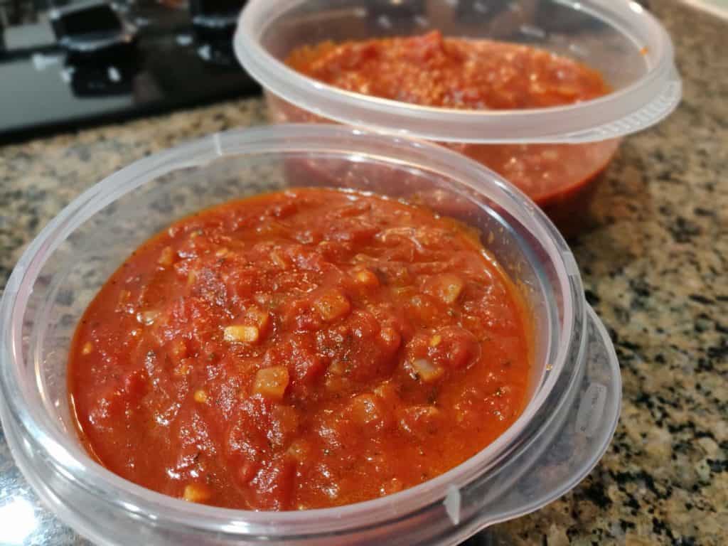 Tomato sauce in tupperware