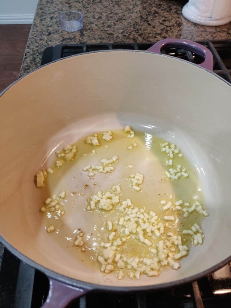 garlic in pot on stove