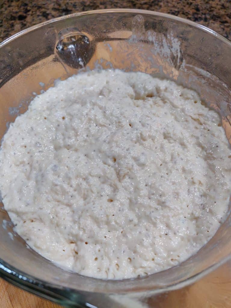 bread dough in bowl on counter