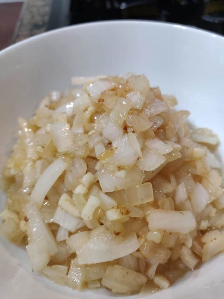 cooked onions and garlic