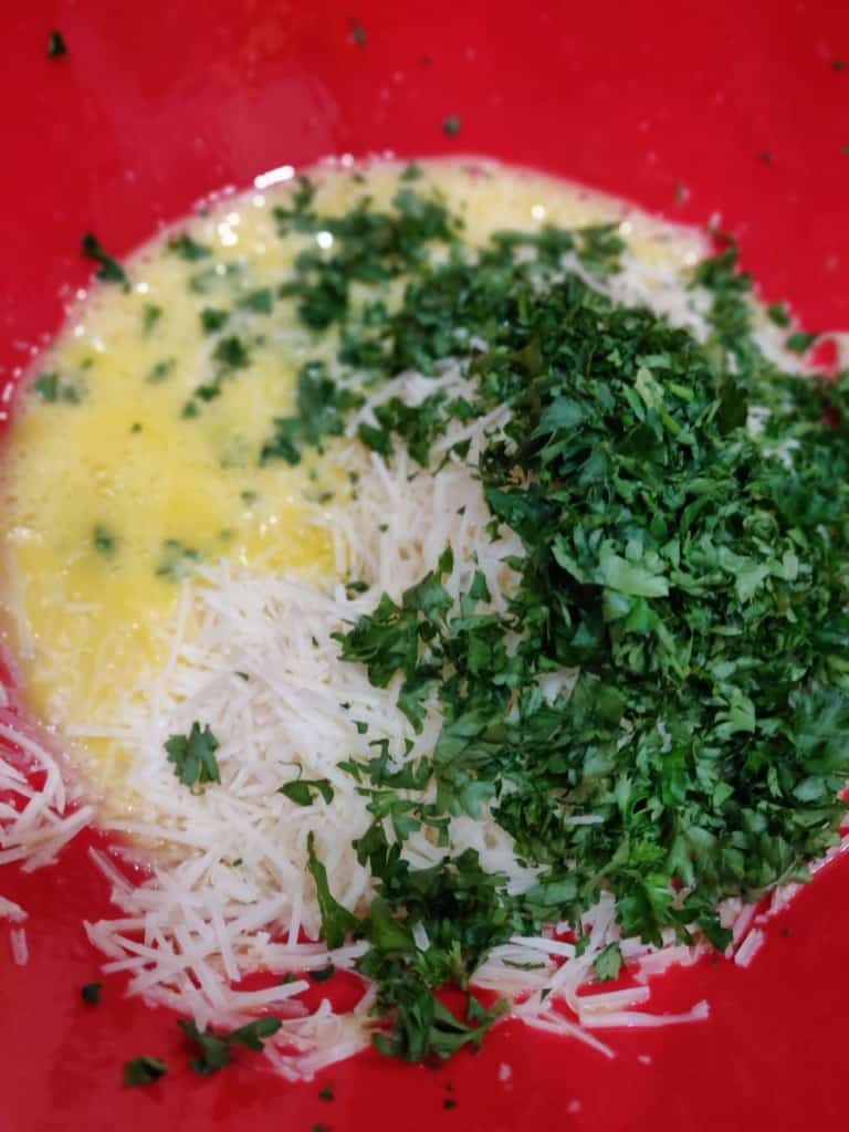 eggs, parmesan cheese and parsley