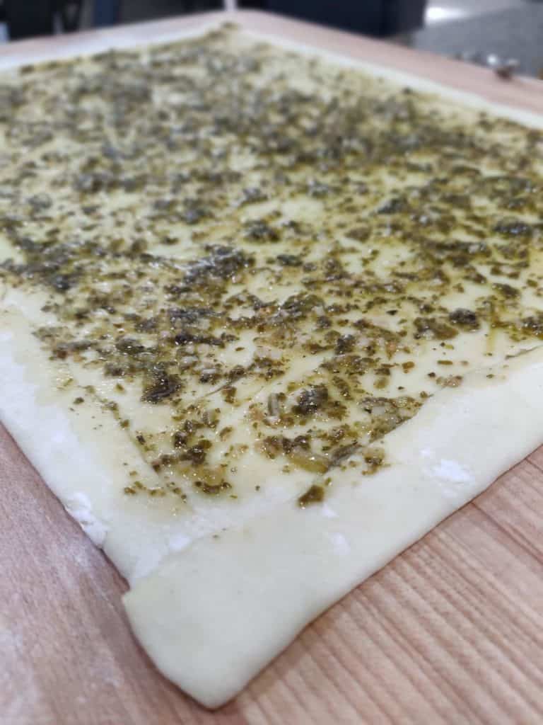 Pesto on Pastry dough