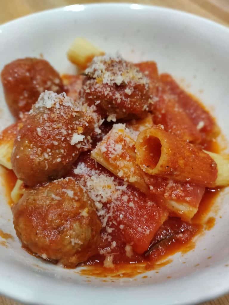 Anna's Italian Gravy in a bowl with pasta