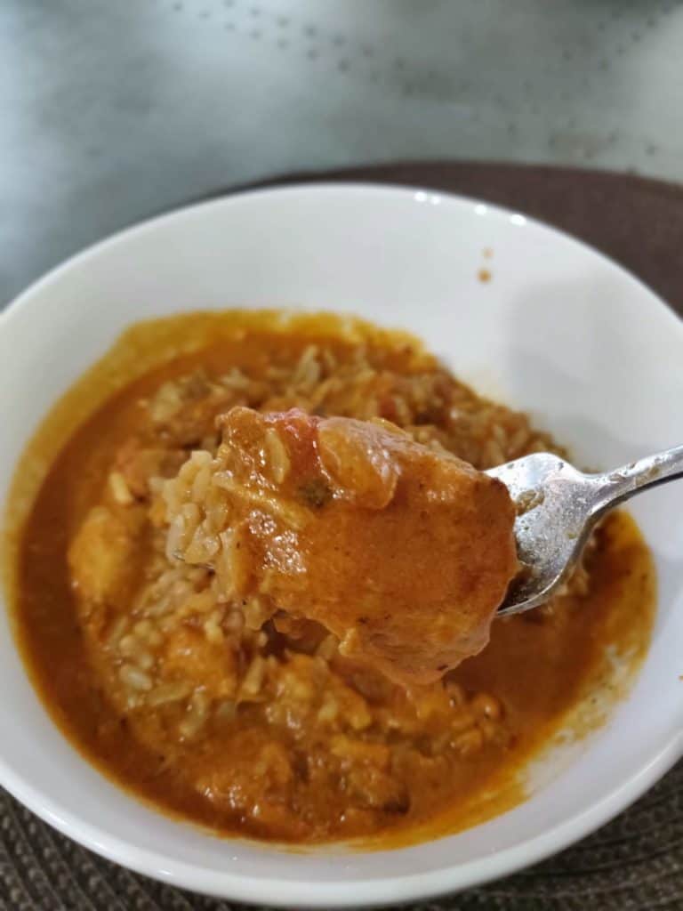 Chicken Tikka Masala on a spoon