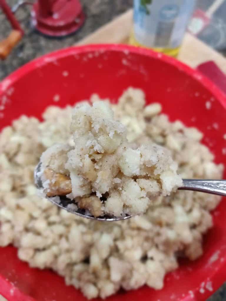 Apple Muffin mix on spoon