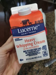 holding heavy whipping cream