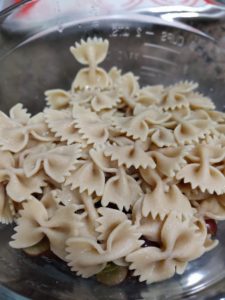 Cooked farfalle pasta