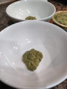 Pesto in soup bowls
