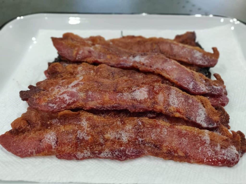 Cooked smoked bacon a platter