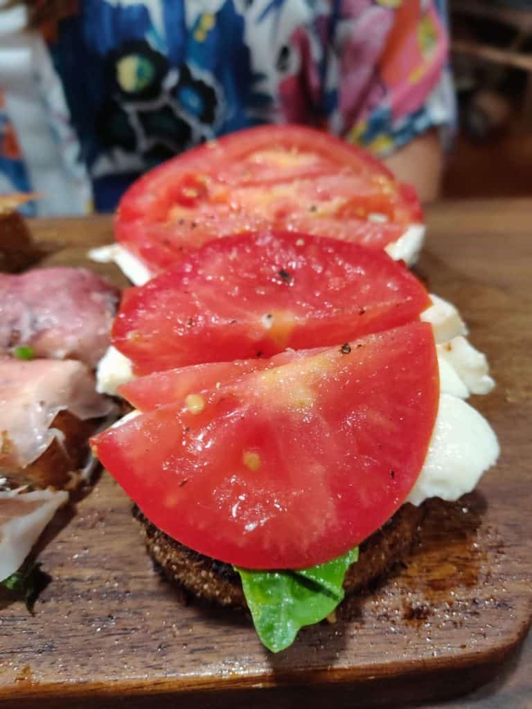 Tomato with mozzarella cheese Bruschetta