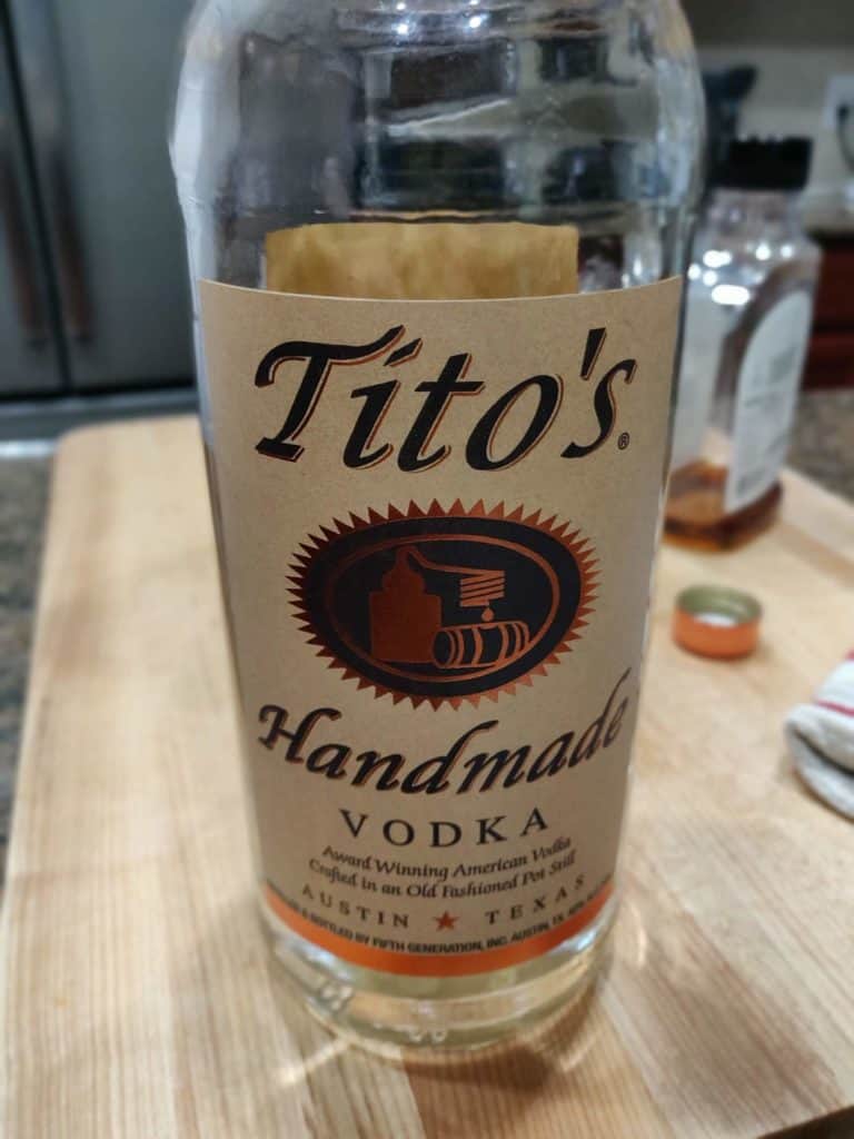 Bottle of Titos vodka
