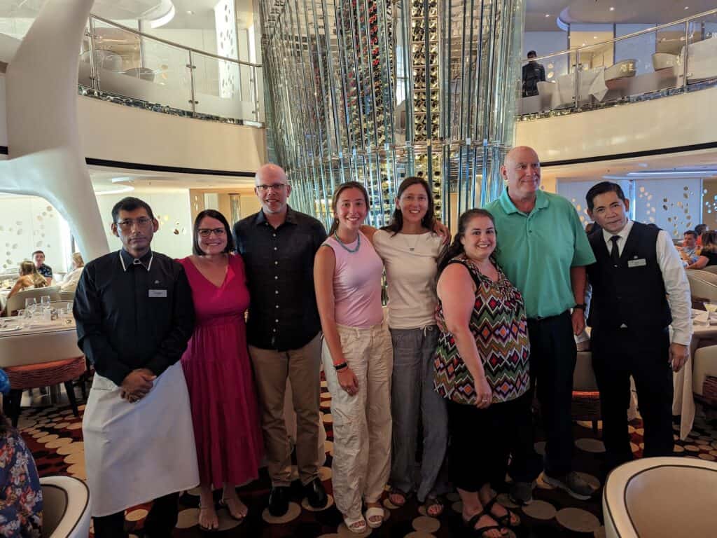 Group photo of Table 241 on the Celebrity Equinox Main Dining Room