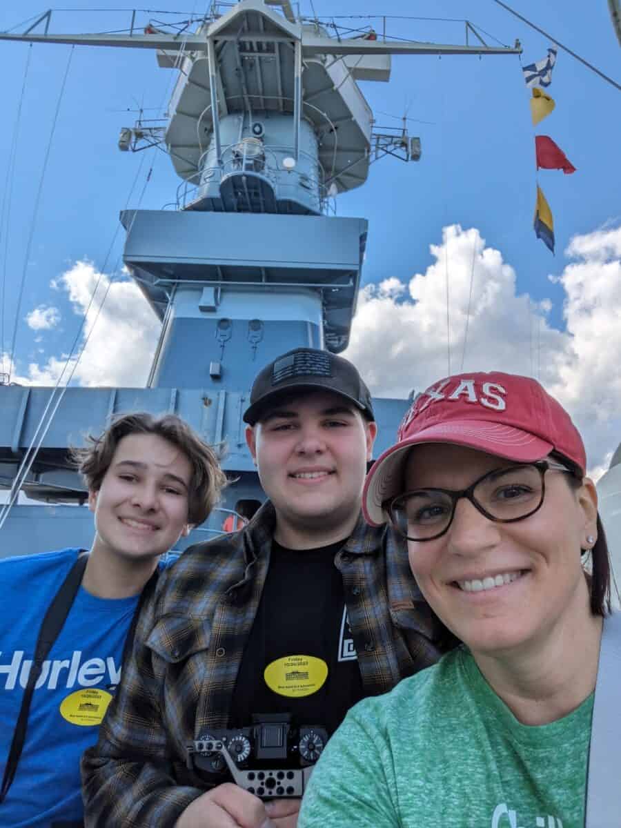 Cole, Tyler and Dusti on the naval ship